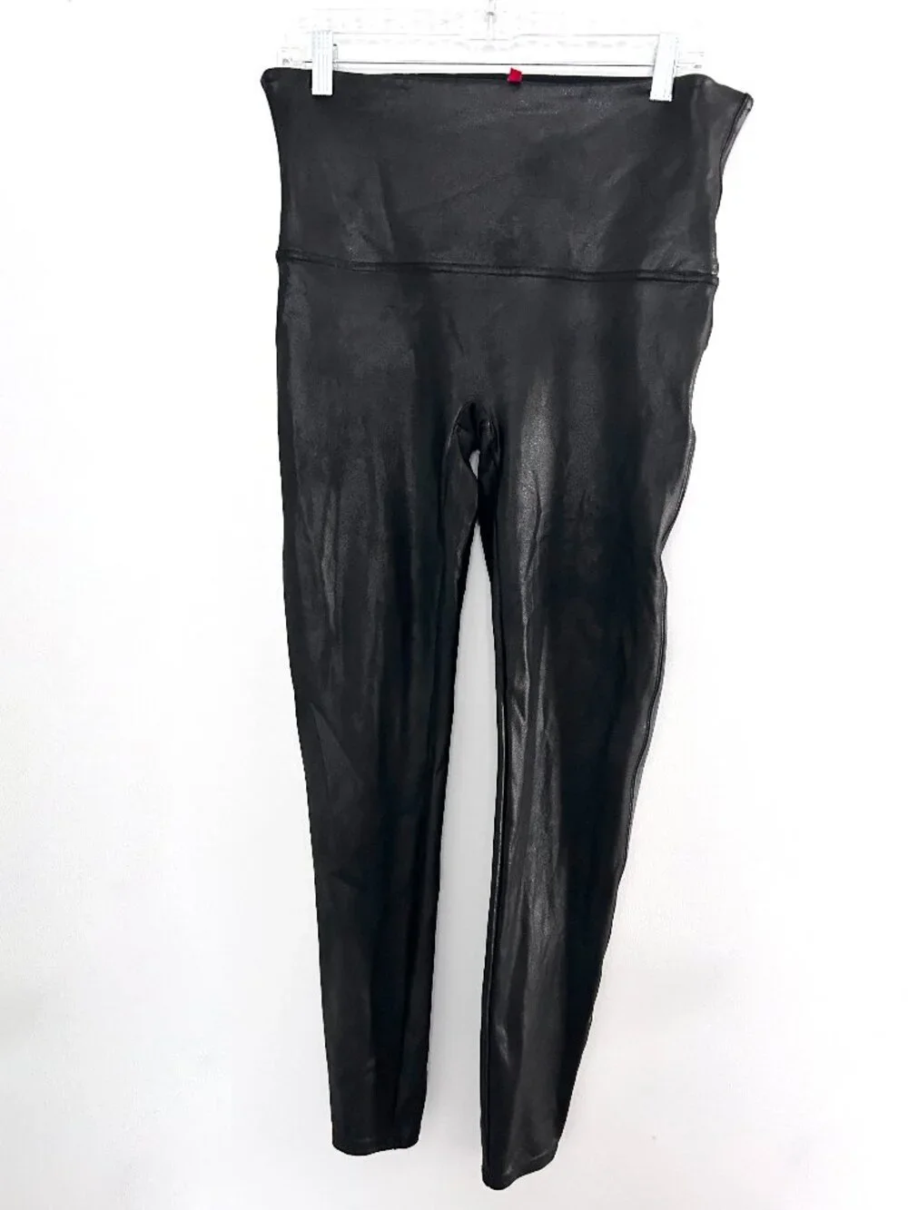 Spanx Women’s Black Faux Leather Pull On High Rise Shaping Leggings - 1X